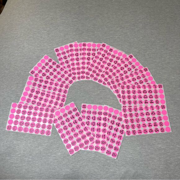 Sunburst Systems Priced & Numbered Garage Sale Stickers 16 PCS. Set - Pink - Picture 2 of 6